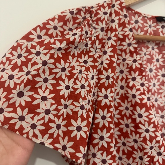 Madewell Red Floral Mini Dress wrap size M - Picture 3 of 7